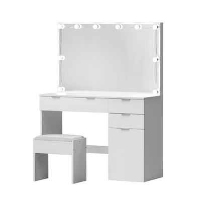 Artiss Dressing Table Set Stool 10 Led Bulbs White-Furniture > Bedroom > Dressing Vanity &amp; Dressing Tables-PEROZ Accessories