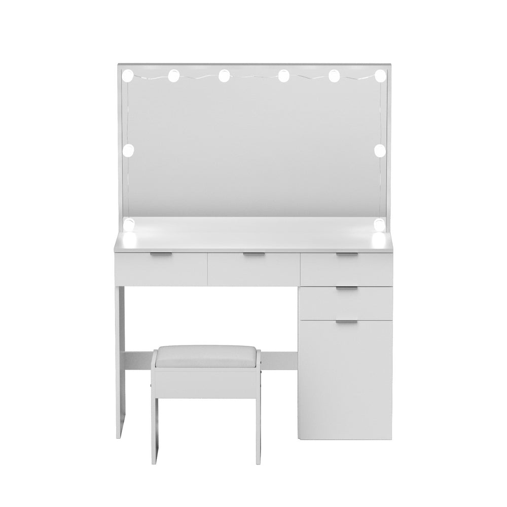 Artiss Dressing Table Set Stool 10 Led Bulbs White-Furniture > Bedroom > Dressing Vanity &amp; Dressing Tables-PEROZ Accessories