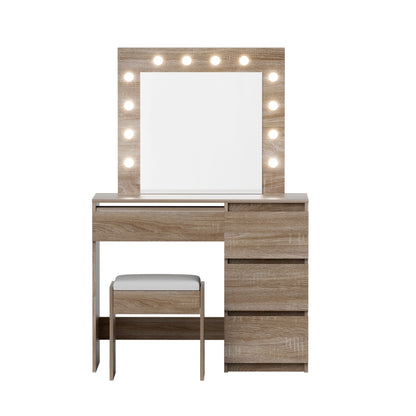 Artiss Dressing Table Set Stool 12 Led Bulbs Wood-Furniture > Bedroom > Dressing Vanity &amp; Dressing Tables-PEROZ Accessories