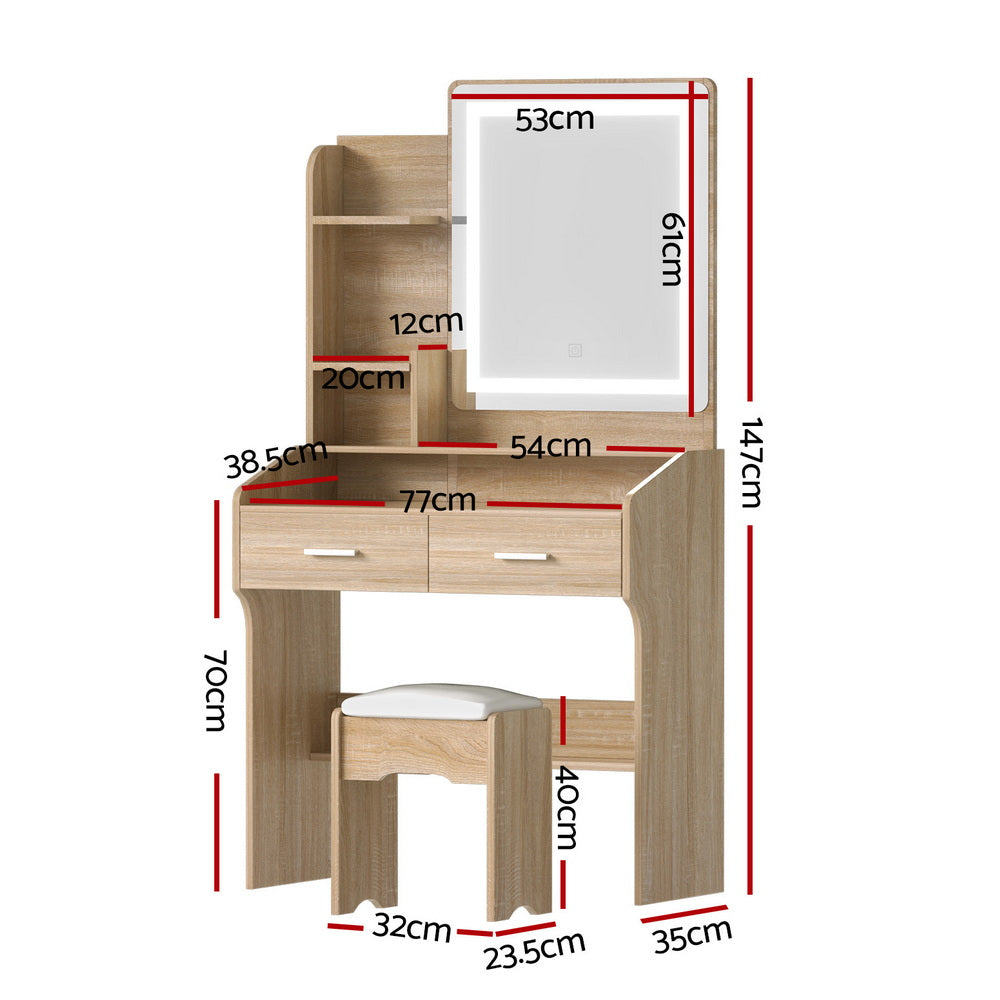 Artiss Dressing Table Set Stool Led Wood-Furniture > Bedroom > Dressing Vanity &amp; Dressing Tables-PEROZ Accessories