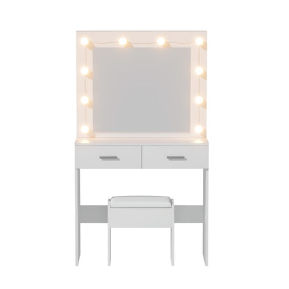 Artiss Dressing Table Vanity Desk Set Stool 10 Led Bulbs White-Furniture > Bedroom > Dressing Vanity &amp; Dressing Tables-PEROZ Accessories