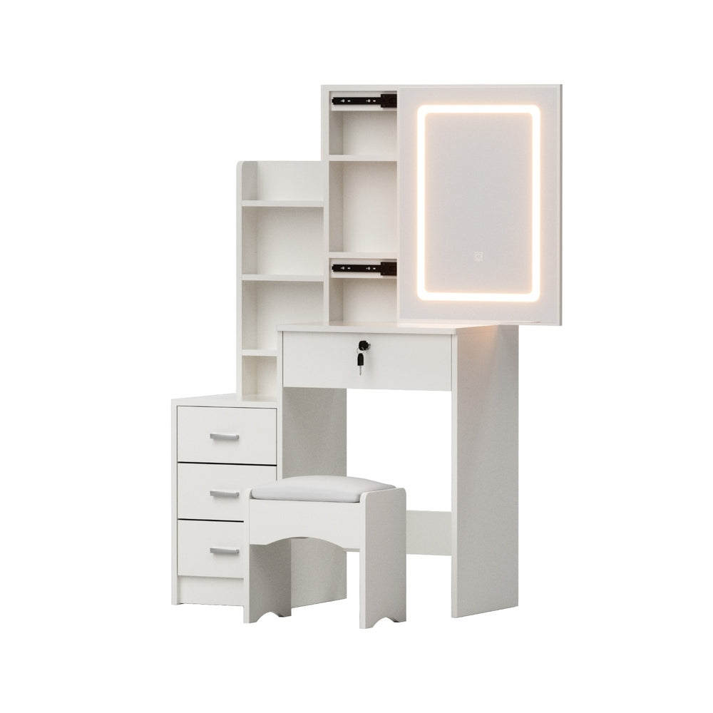 Artiss Dressing Table Vanity Desk Set Stool Led White-Furniture > Bedroom > Dressing Vanity &amp; Dressing Tables-PEROZ Accessories