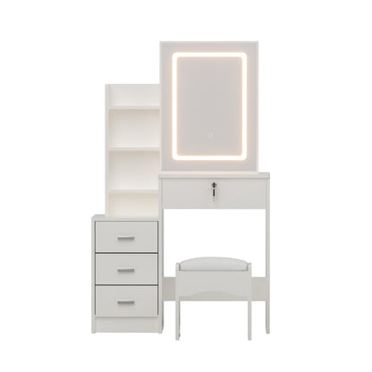 Artiss Dressing Table Vanity Desk Set Stool Led White-Furniture > Bedroom > Dressing Vanity &amp; Dressing Tables-PEROZ Accessories