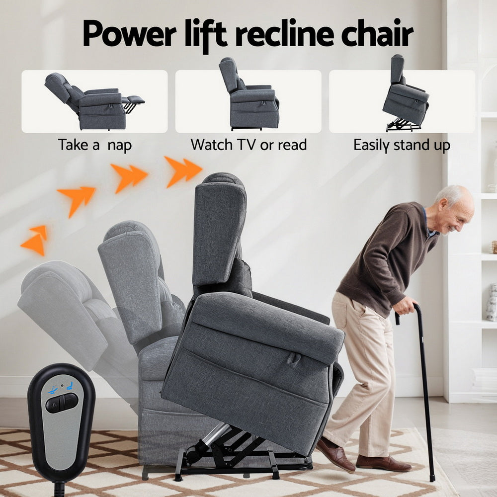 Artiss Electric Recliner Chair Power Lift Massage Heated Recliner Sofa-Furniture > Bar Stools &amp; Chairs > Arm Chairs &amp; Recliners-PEROZ Accessories