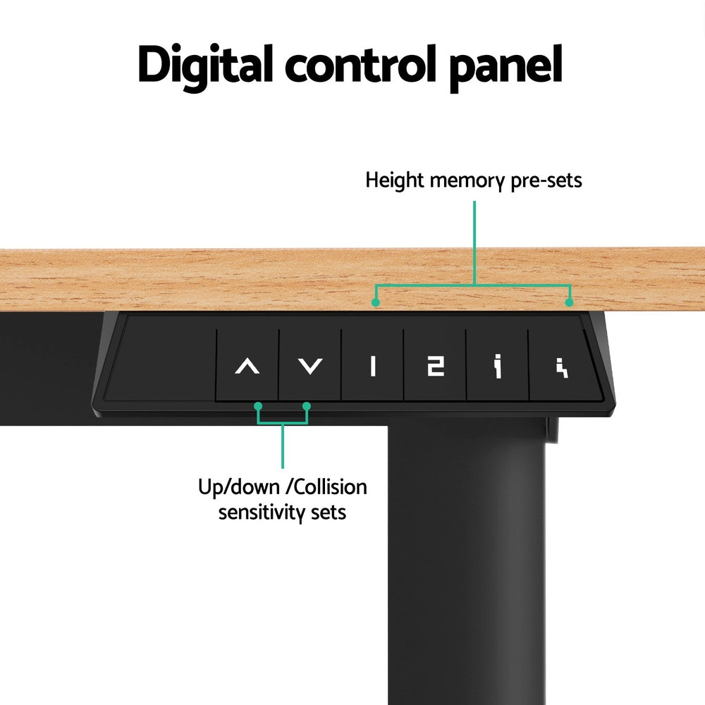 Artiss Electric Standing Desk 140cm Adjustable Height Motorised Home Office Desk Oak Black-Furniture > Office > Desks-PEROZ Accessories
