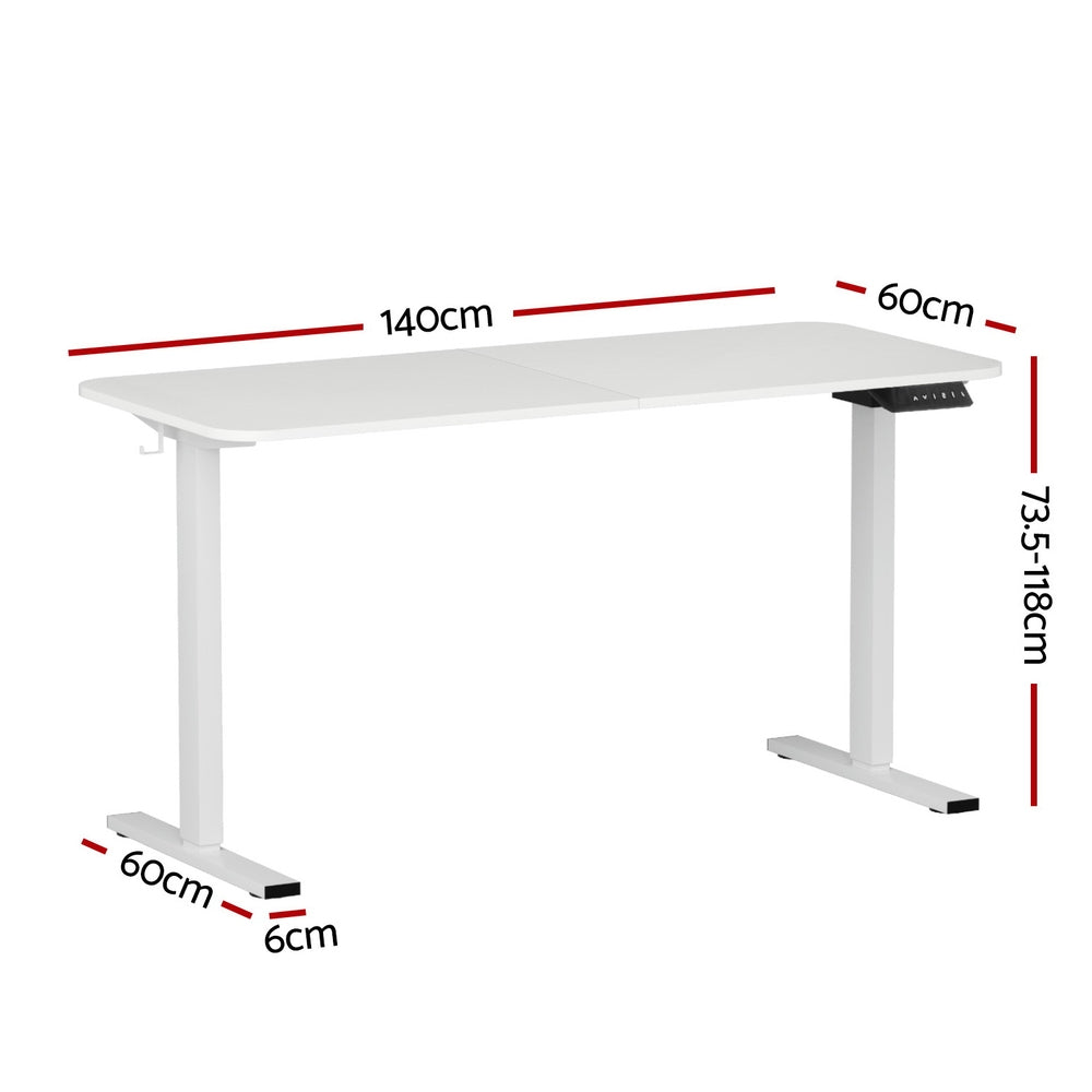 Artiss Electric Standing Desk 140cm Adjustable Height Motorised Home Office Desk White-Furniture > Office > Desks-PEROZ Accessories