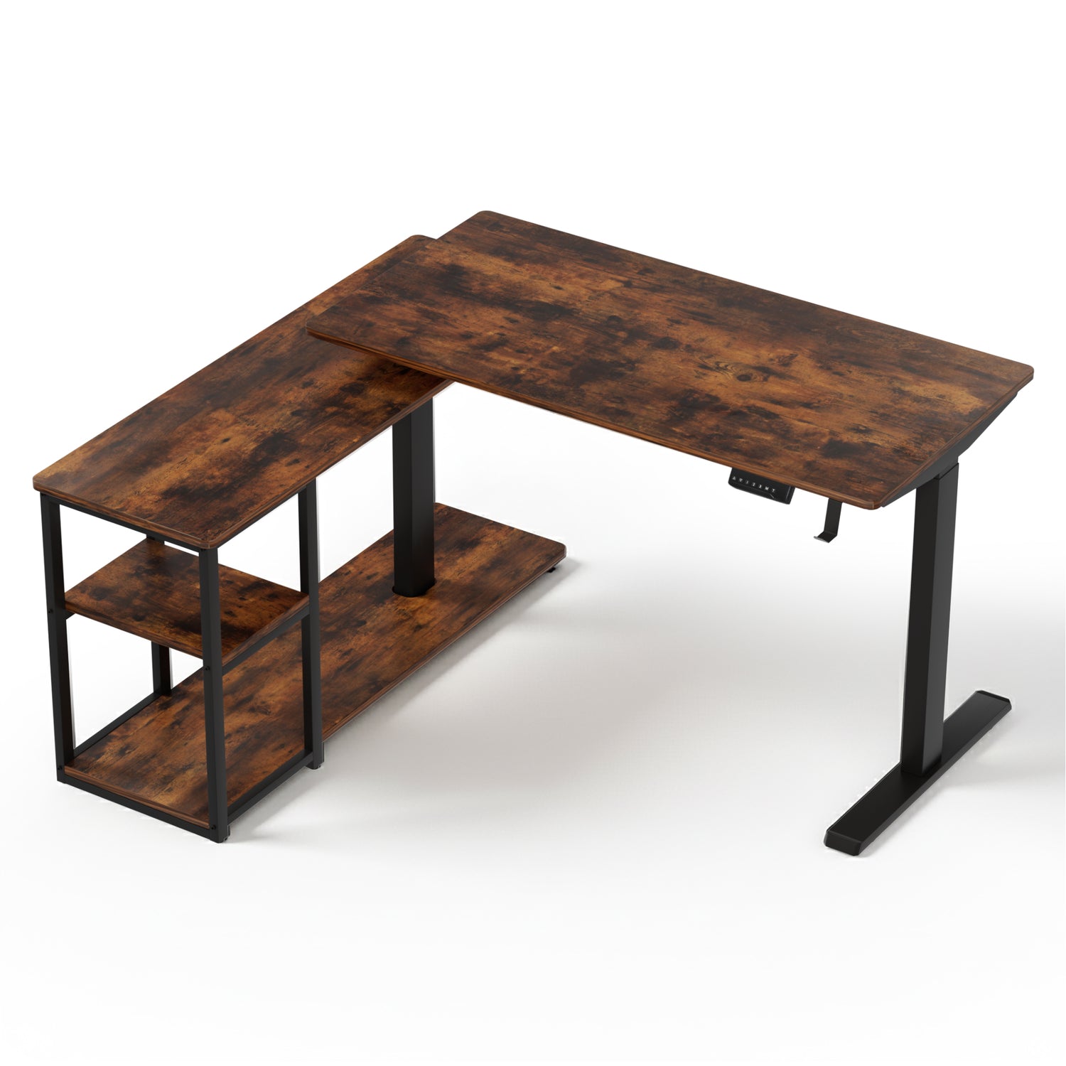 Artiss Electric Standing Desk Adjustable Motorised 120CM L Shaped Rustic Brown-Furniture > Office > Desks-PEROZ Accessories