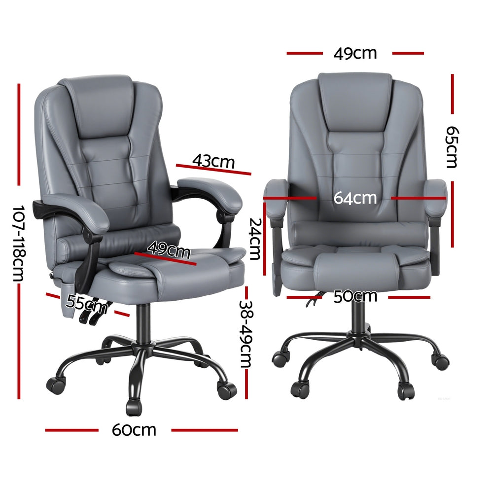 Artiss Executive Office Chair 4-Point Massage Adjustable Ergonomic Recline PU-Furniture > Bar Stools &amp; Chairs > Massage Chairs-PEROZ Accessories