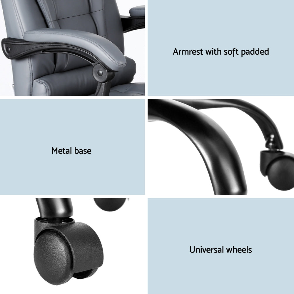 Artiss Executive Office Chair 4-Point Massage Adjustable Ergonomic Recline PU-Furniture > Bar Stools &amp; Chairs > Massage Chairs-PEROZ Accessories