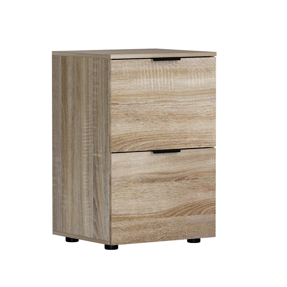 Artiss Filing Cabinet Files Storage Office Shelves File Organiser Oak 2 Drawer-Home &amp; Garden > Home Office Accessories > Filing &amp; Organisation-PEROZ Accessories