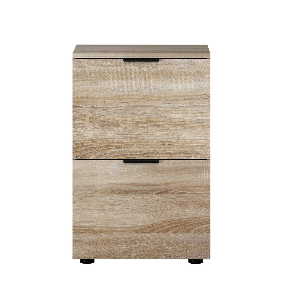 Artiss Filing Cabinet Files Storage Office Shelves File Organiser Oak 2 Drawer-Home &amp; Garden > Home Office Accessories > Filing &amp; Organisation-PEROZ Accessories