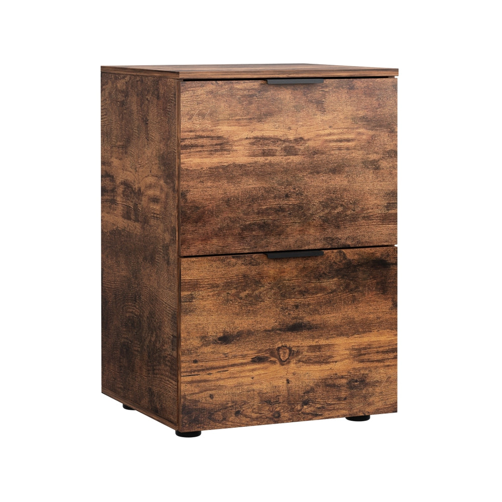Artiss Filing Cabinet Files Storage Office Shelves File Organiser Rustic Brown 2 Drawer-Furniture > Office > Storage Cabinets-PEROZ Accessories