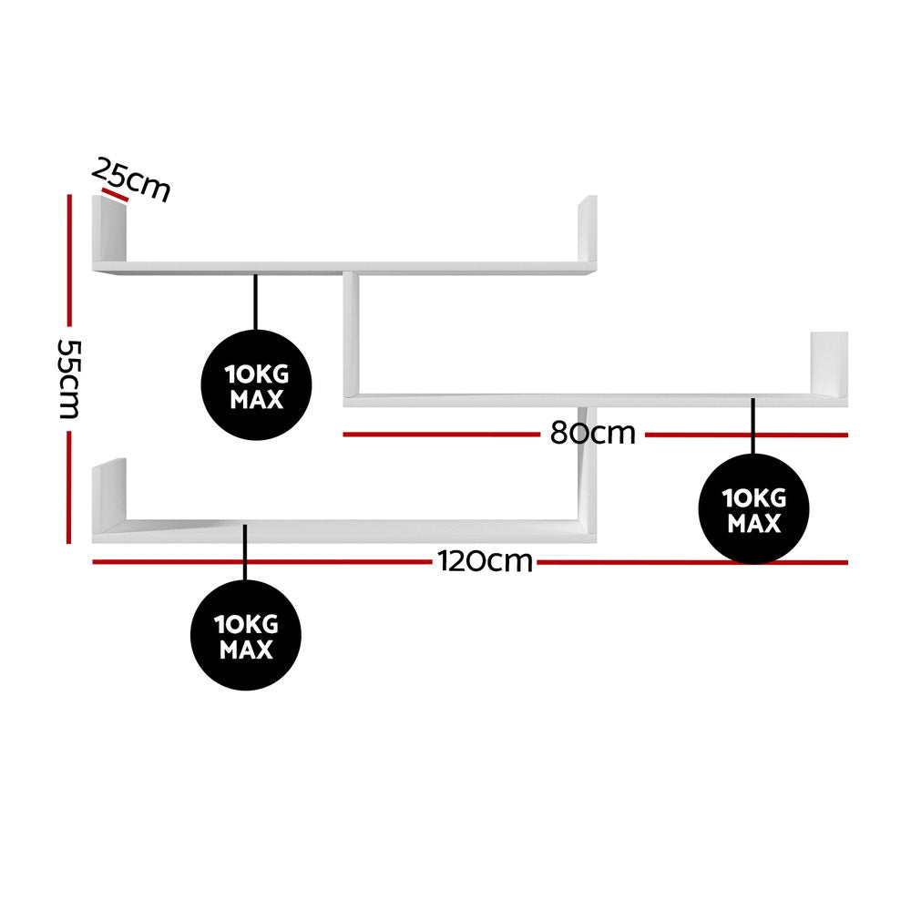 Artiss Floating Wall Shelf 3 Tier White-Furniture > Living Room > Bookcases &amp; Shelves-PEROZ Accessories