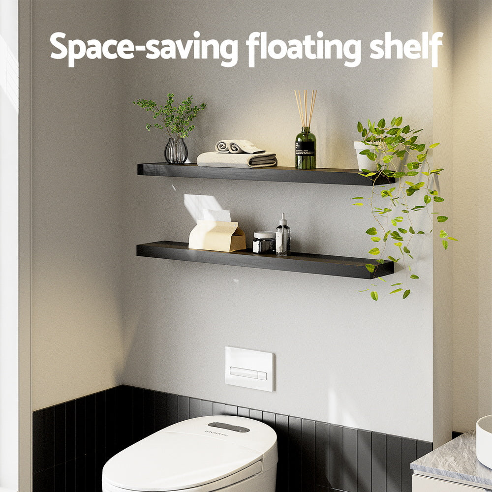Artiss Floating Wall Shelf Set of 2 Black 90CM-Home &amp; Garden > DIY > Kitchen &amp; Bathroom DIY-PEROZ Accessories