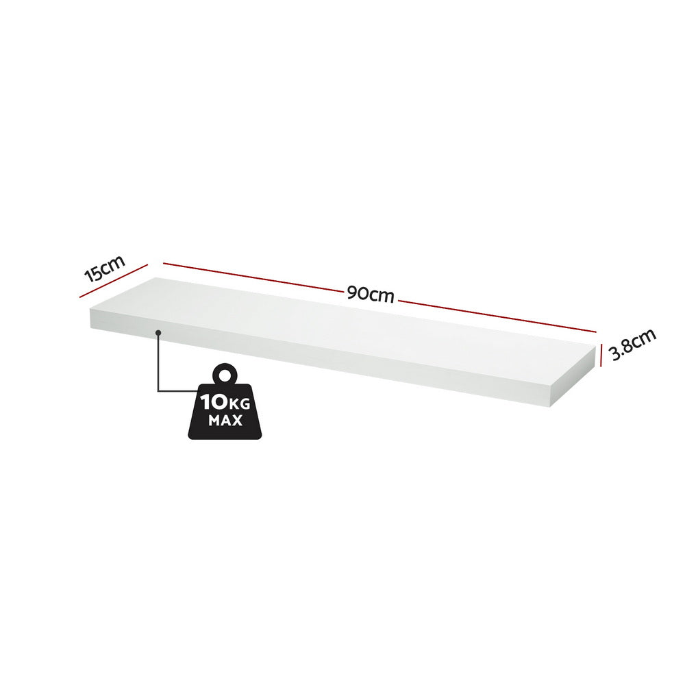 Artiss Floating Wall Shelf Set of 2 White 90CM-Home &amp; Garden > DIY > Kitchen &amp; Bathroom DIY-PEROZ Accessories