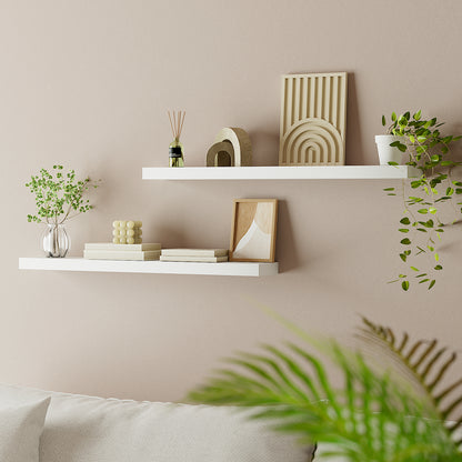 Artiss Floating Wall Shelf Set of 2 White 90CM-Home &amp; Garden > DIY > Kitchen &amp; Bathroom DIY-PEROZ Accessories