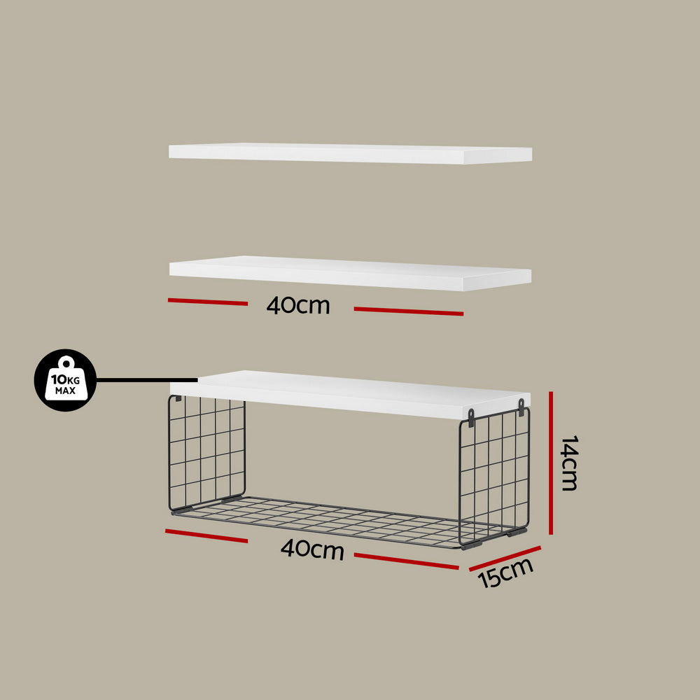 Artiss Floating Wall Shelf Set of 3 White-Home &amp; Garden > DIY > Kitchen &amp; Bathroom DIY-PEROZ Accessories