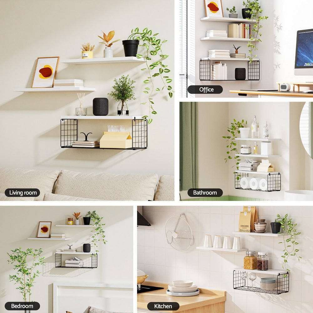 Artiss Floating Wall Shelf Set of 3 White-Home &amp; Garden > DIY > Kitchen &amp; Bathroom DIY-PEROZ Accessories