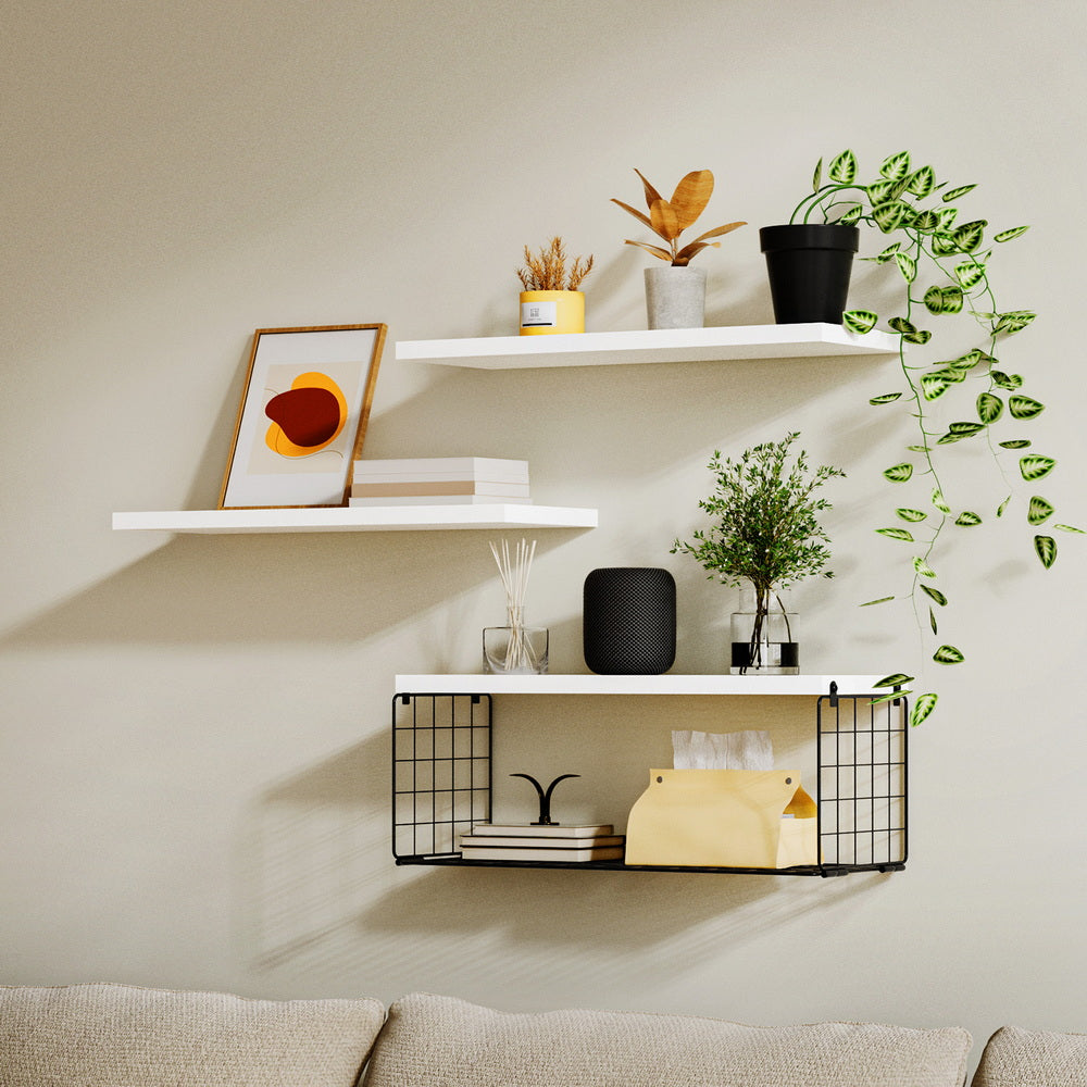 Artiss Floating Wall Shelf Set of 3 White-Home &amp; Garden > DIY > Kitchen &amp; Bathroom DIY-PEROZ Accessories