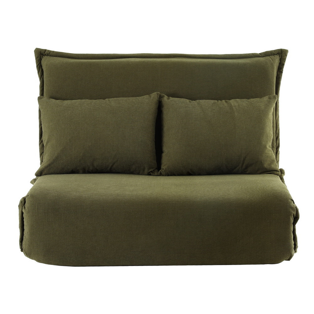 Artiss Floor Lounge Sofa Bed Foldable 2 Seater Green-Furniture > Bar Stools &amp; Chairs > Arm Chairs &amp; Recliners-PEROZ Accessories