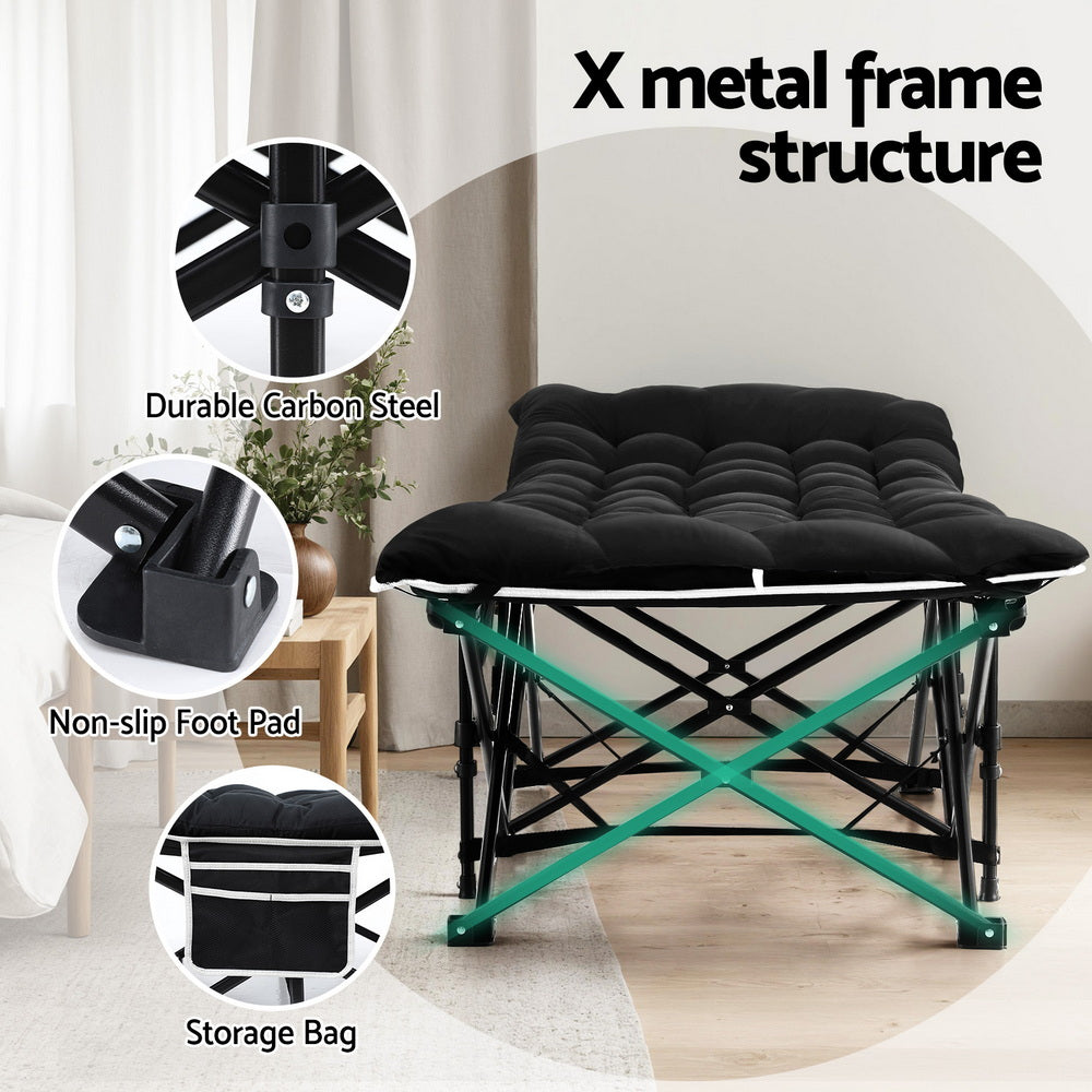 Artiss Folding Bed With Mattress Heavy Duty Black 185CM-Furniture > Bedroom > Beds &amp; Bed Frames-PEROZ Accessories