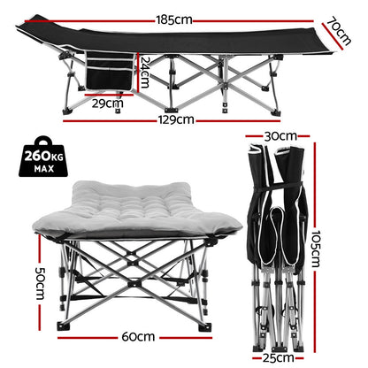 Artiss Folding Bed With Mattress Heavy Duty Grey 185CM-Furniture > Bedroom > Beds &amp; Bed Frames-PEROZ Accessories