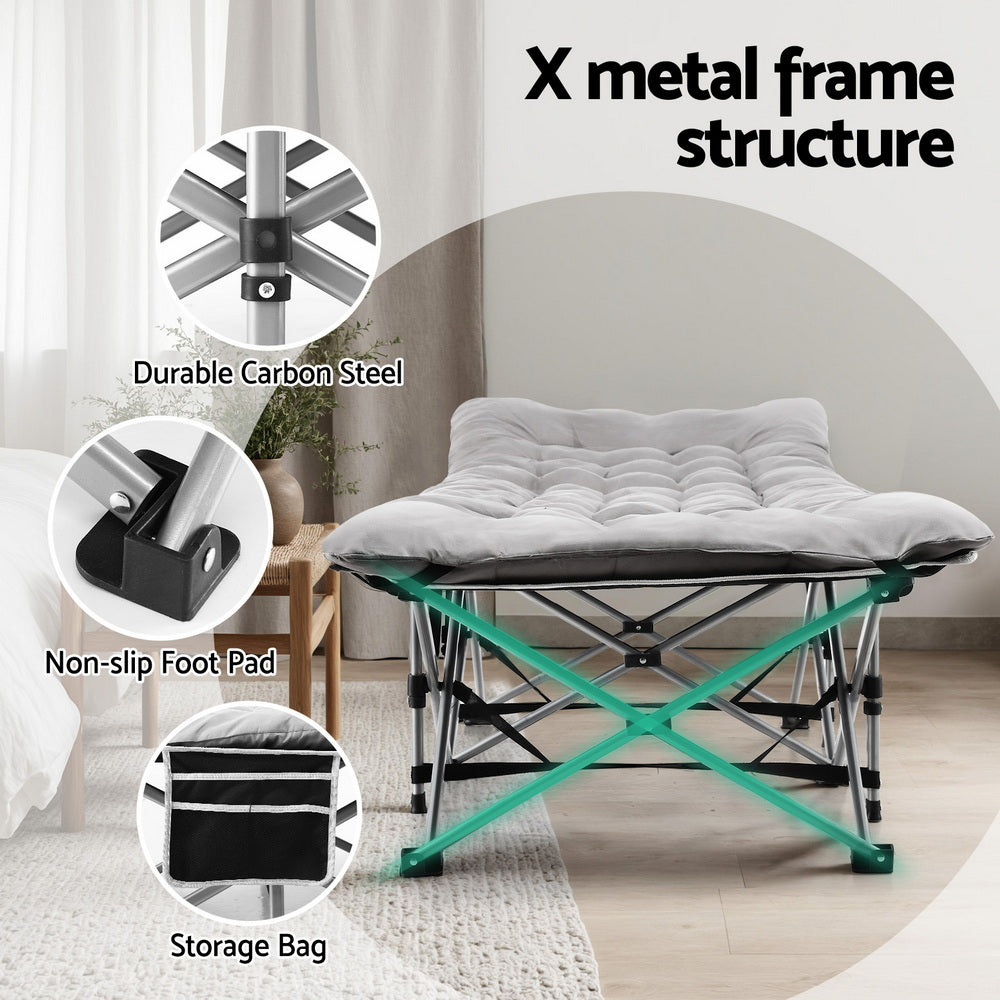 Artiss Folding Bed With Mattress Heavy Duty Grey 185CM-Furniture > Bedroom > Beds &amp; Bed Frames-PEROZ Accessories