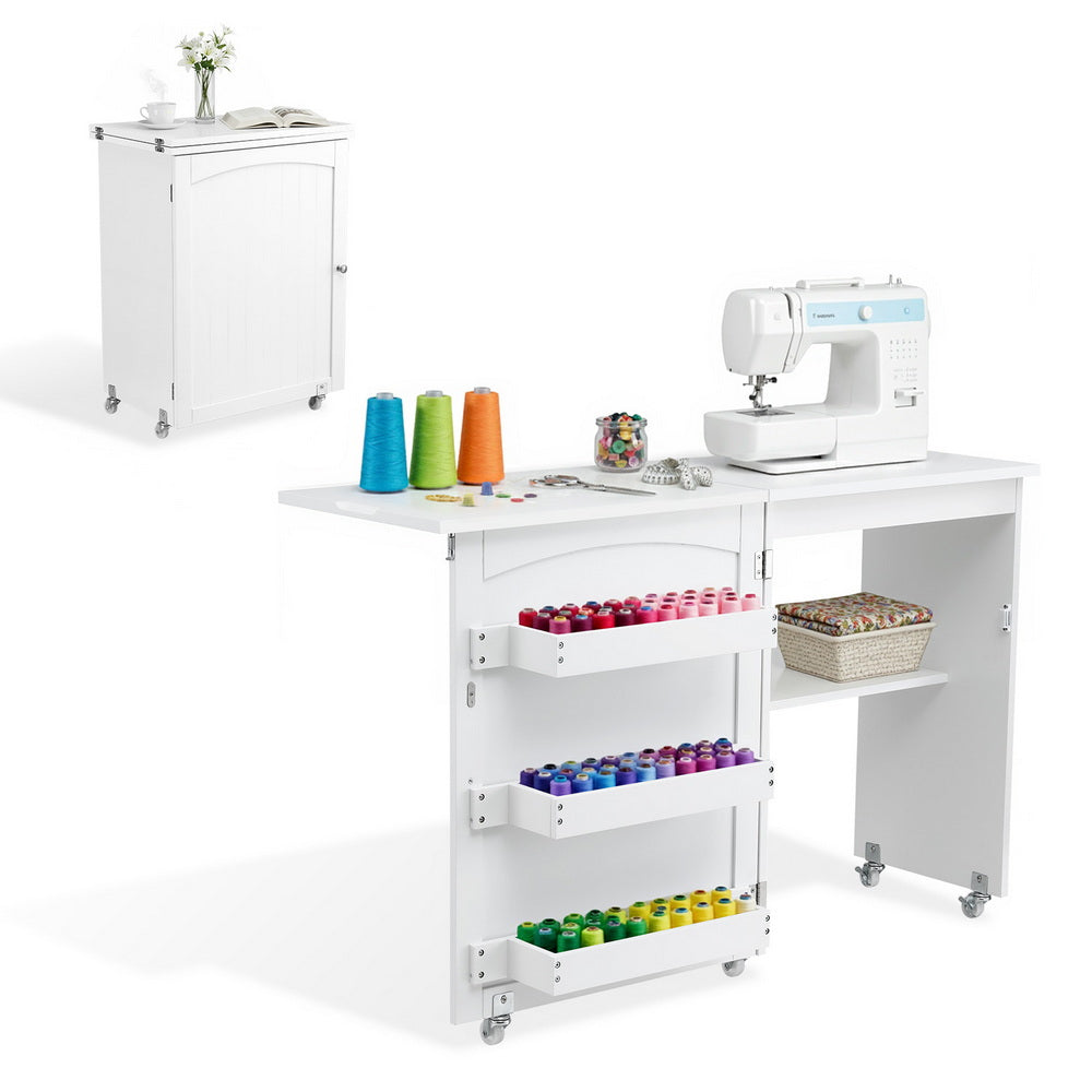 Artiss Folding Sewing Table Sewing Machine Desk Multi-functional Rolling Work Table Craft Station-Home &amp; Garden > Hobbies > Arts &amp; Crafts-PEROZ Accessories