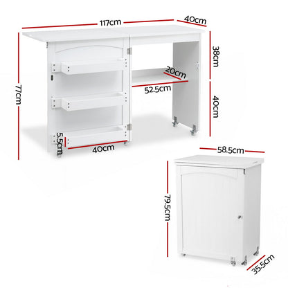 Artiss Folding Sewing Table Sewing Machine Desk Multi-functional Rolling Work Table Craft Station-Home &amp; Garden > Hobbies > Arts &amp; Crafts-PEROZ Accessories