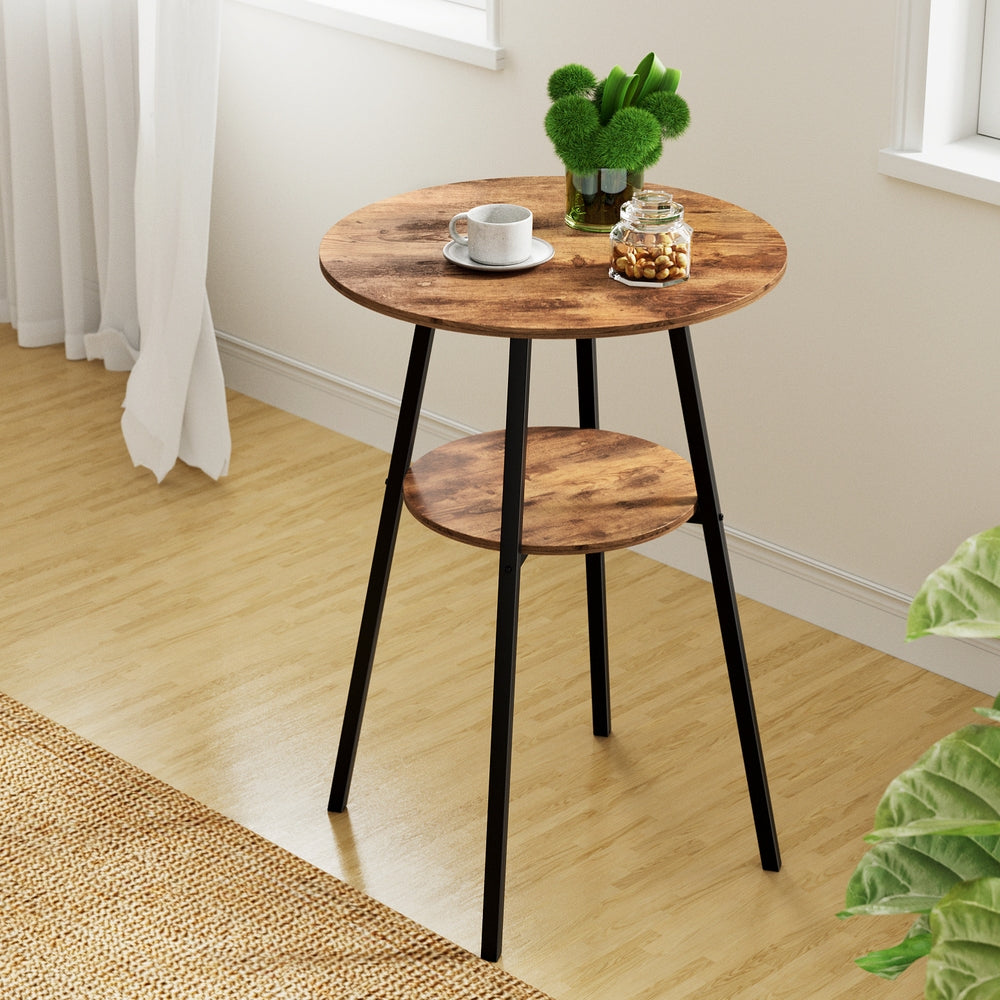 Artiss Industrial Bar Table with 2-Tier Organizer Weather-Resistant MDF Top Steel Frame-Furniture > Bar Stools &amp; Chairs > Table &amp; Bar Stools-PEROZ Accessories