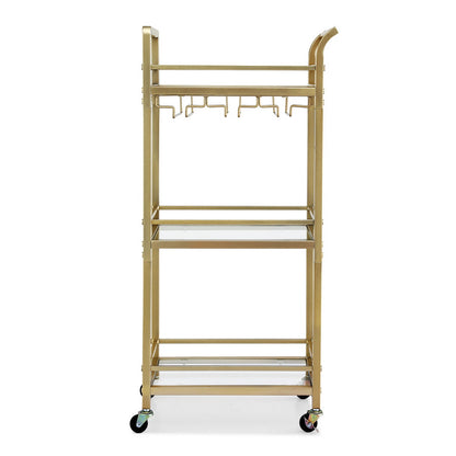 Artiss Kitchen Island Cart Trolley Rolling Serving Storage Wine Glass 43cm Gold-Furniture > Dining > Kitchen &amp; Dining Trolleys-PEROZ Accessories