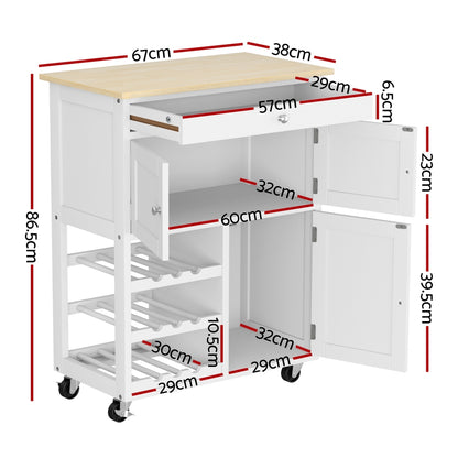 Artiss Kitchen Island Trolley Rolling Serving Cart Storage Cart Drawer Cupboard-Tools > Tools Storage > Work Benches-PEROZ Accessories