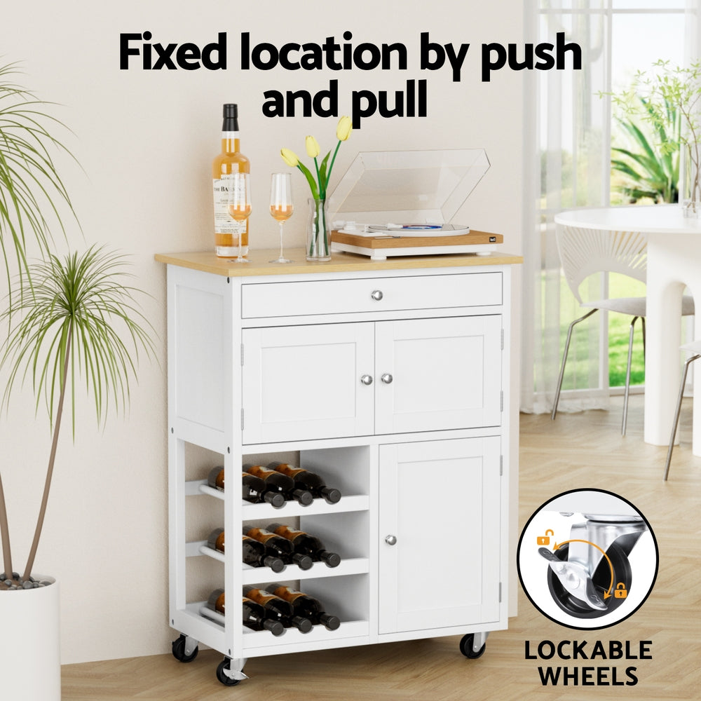 Artiss Kitchen Island Trolley Rolling Serving Cart Storage Cart Drawer Cupboard-Tools > Tools Storage > Work Benches-PEROZ Accessories