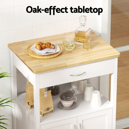 Artiss Kitchen Island Trolley Rolling Serving Cart Storage Drawer Cupboard 60cm-Furniture > Dining > Kitchen &amp; Dining Trolleys-PEROZ Accessories