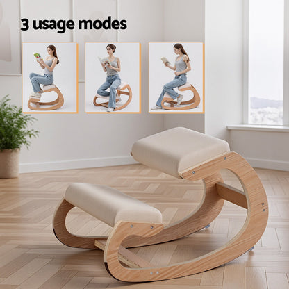 Artiss Kneeling Chair Ergonomic Posture Chair with Memory Foam Balance Stool for Home Office Gaming 120kg Weight Capacity Beige-Furniture > Office > Office &amp; Desk Chairs-PEROZ Accessories