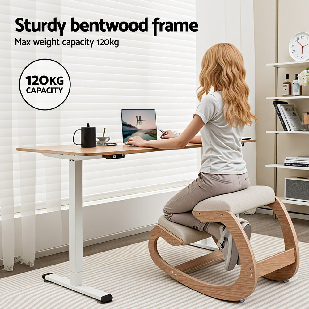 Artiss Kneeling Chair Ergonomic Posture Chair with Memory Foam Balance Stool for Home Office Gaming 120kg Weight Capacity Beige-Furniture > Office > Office &amp; Desk Chairs-PEROZ Accessories