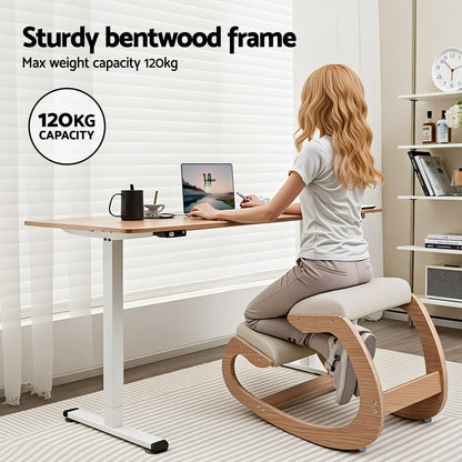 Artiss Kneeling Chair Ergonomic Posture Chair with Memory Foam Balance Stool for Home Office Gaming 120kg Weight Capacity Beige-Furniture > Office > Office &amp; Desk Chairs-PEROZ Accessories