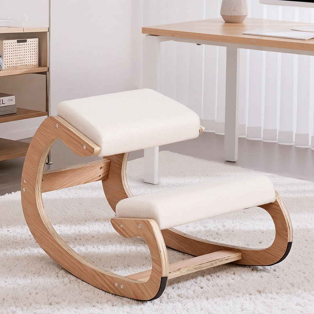Artiss Kneeling Chair Ergonomic Posture Chair with Memory Foam Balance Stool for Home Office Gaming 120kg Weight Capacity Beige-Furniture > Office > Office &amp; Desk Chairs-PEROZ Accessories