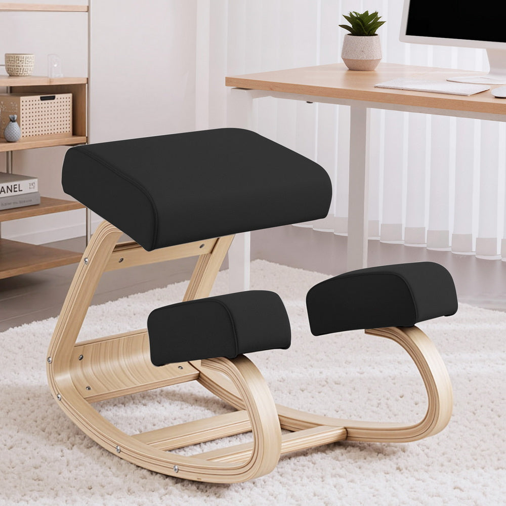 Artiss Kneeling Chair Ergonomic Posture Chair with Memory Foam Balance Stool for Home Office Gaming 120kg Weight Capacity Black-Furniture > Office > Office &amp; Desk Chairs-PEROZ Accessories