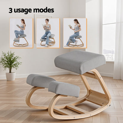 Artiss Kneeling Chair Ergonomic Posture Chair with Memory Foam Balance Stool for Home Office Gaming 120kg Weight Capacity Gray-Furniture > Office > Office &amp; Desk Chairs-PEROZ Accessories