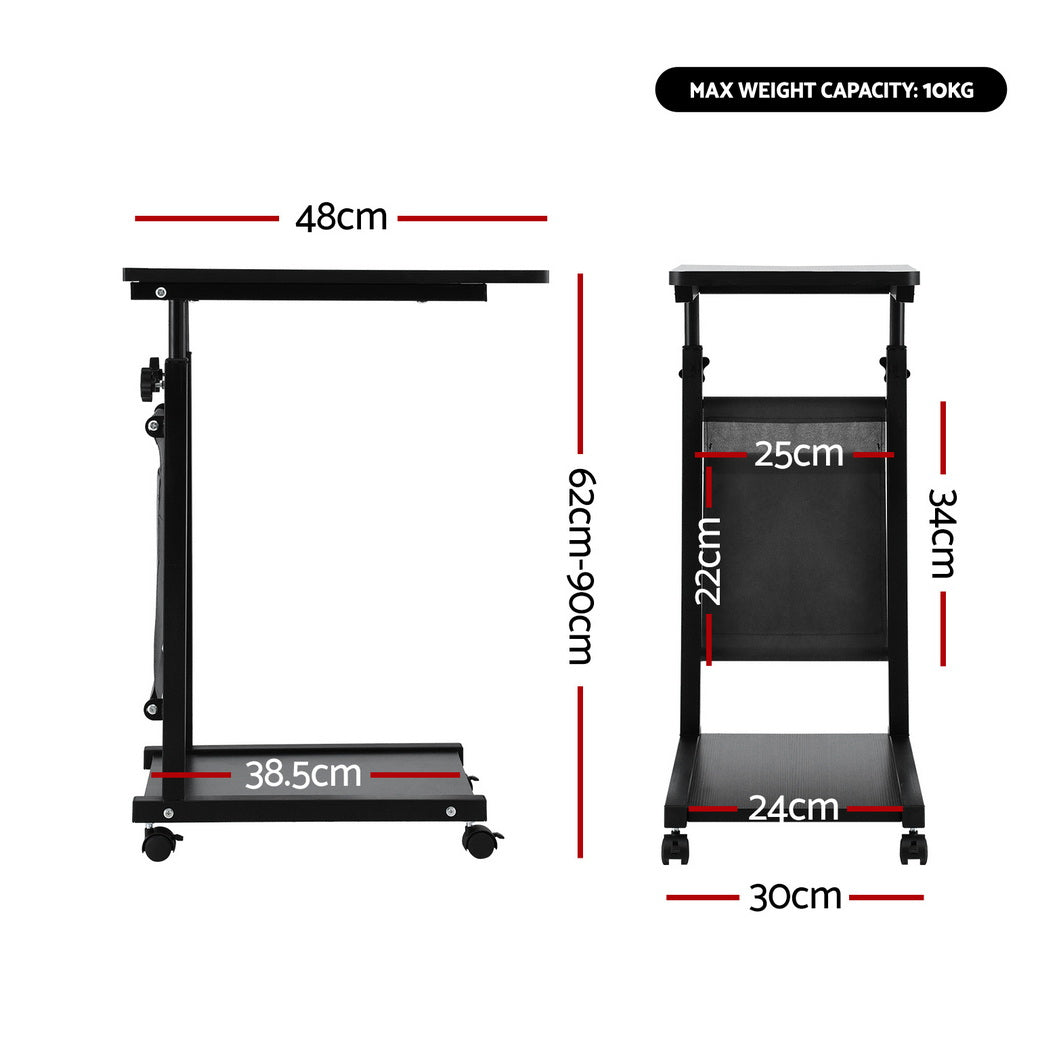 Artiss Laptop Desk Height Adjustable Mobile Workstation Computer Desks 48CM Black-Furniture > Living Room > Side Tables-PEROZ Accessories