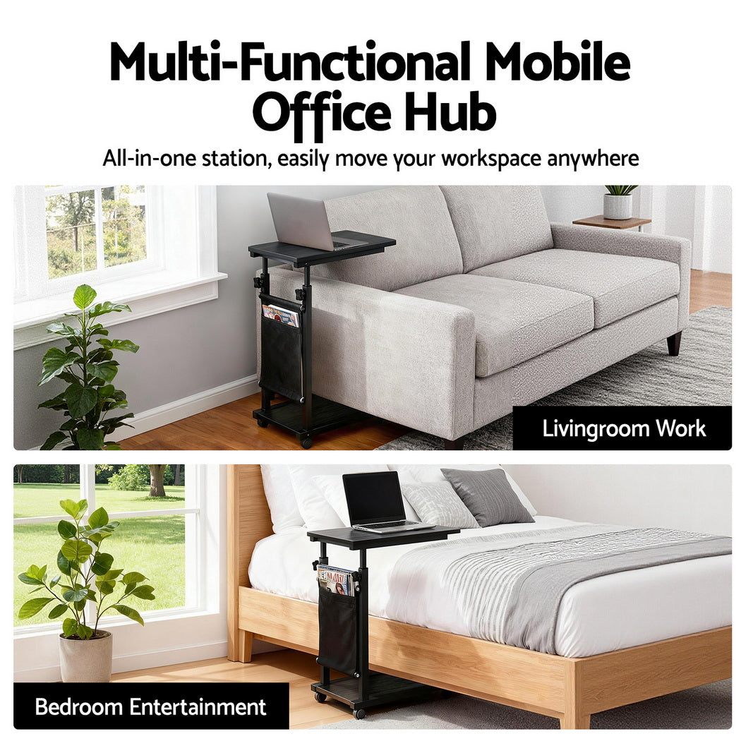 Artiss Laptop Desk Height Adjustable Mobile Workstation Computer Desks 48CM Black-Furniture > Living Room > Side Tables-PEROZ Accessories
