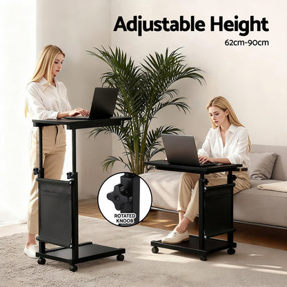 Artiss Laptop Desk Height Adjustable Mobile Workstation Computer Desks 48CM Black-Furniture > Living Room > Side Tables-PEROZ Accessories