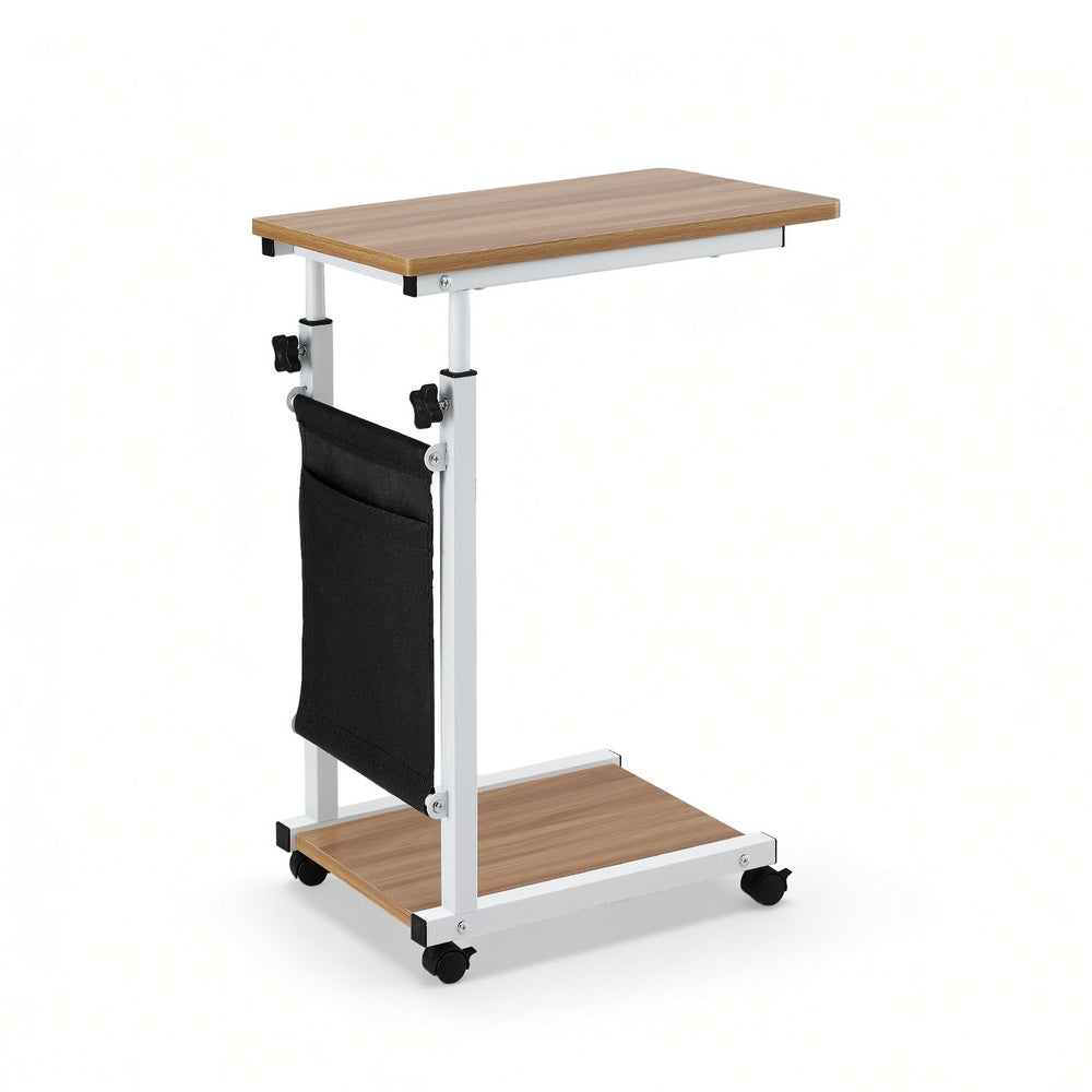 Artiss Laptop Desk Height Adjustable Mobile Workstation Computer Desks 48CM Oak-Furniture > Living Room > Side Tables-PEROZ Accessories