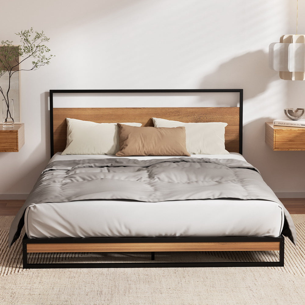 Artiss Metal Bed Frame Double Size Beds Platform with Mattress-Furniture > Bedroom > Beds &amp; Bed Frames-PEROZ Accessories