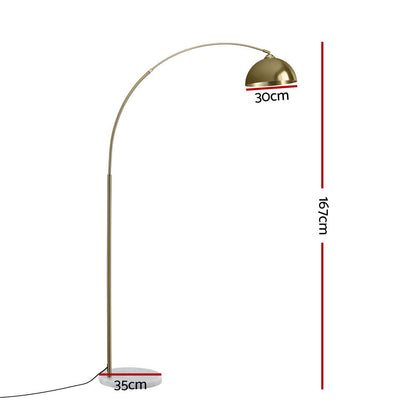 Artiss Modern Arched Floor Lamp Gold Brass Standing Heavy-Duty Marble Base for Living Room Bedroom-Home &amp; Garden > Lighting > Floor Lamps-PEROZ Accessories