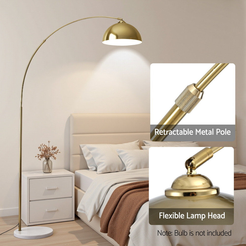 Artiss Modern Arched Floor Lamp Gold Brass Standing Heavy-Duty Marble Base for Living Room Bedroom-Home &amp; Garden > Lighting > Floor Lamps-PEROZ Accessories
