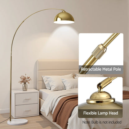 Artiss Modern Arched Floor Lamp Gold Brass Standing Heavy-Duty Marble Base for Living Room Bedroom-Home &amp; Garden > Lighting > Floor Lamps-PEROZ Accessories