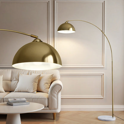 Artiss Modern Arched Floor Lamp Gold Brass Standing Heavy-Duty Marble Base for Living Room Bedroom-Home &amp; Garden > Lighting > Floor Lamps-PEROZ Accessories