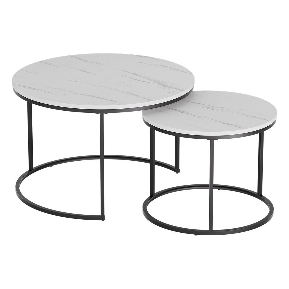 Artiss Nesting Coffee Table Set of 2 Marble Effect-Furniture > Living Room > Coffee Tables-PEROZ Accessories
